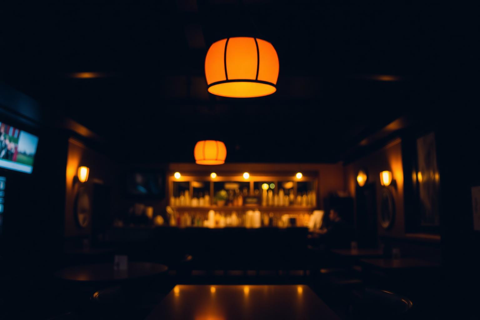 Ambiente aconchegante de bar à noite